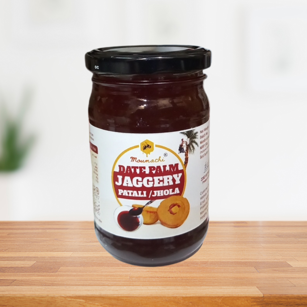 Moumachi Date Palm Jaggery pure Organic Nolen Gur Liquid Khejur Gur 350g (Pet jar)