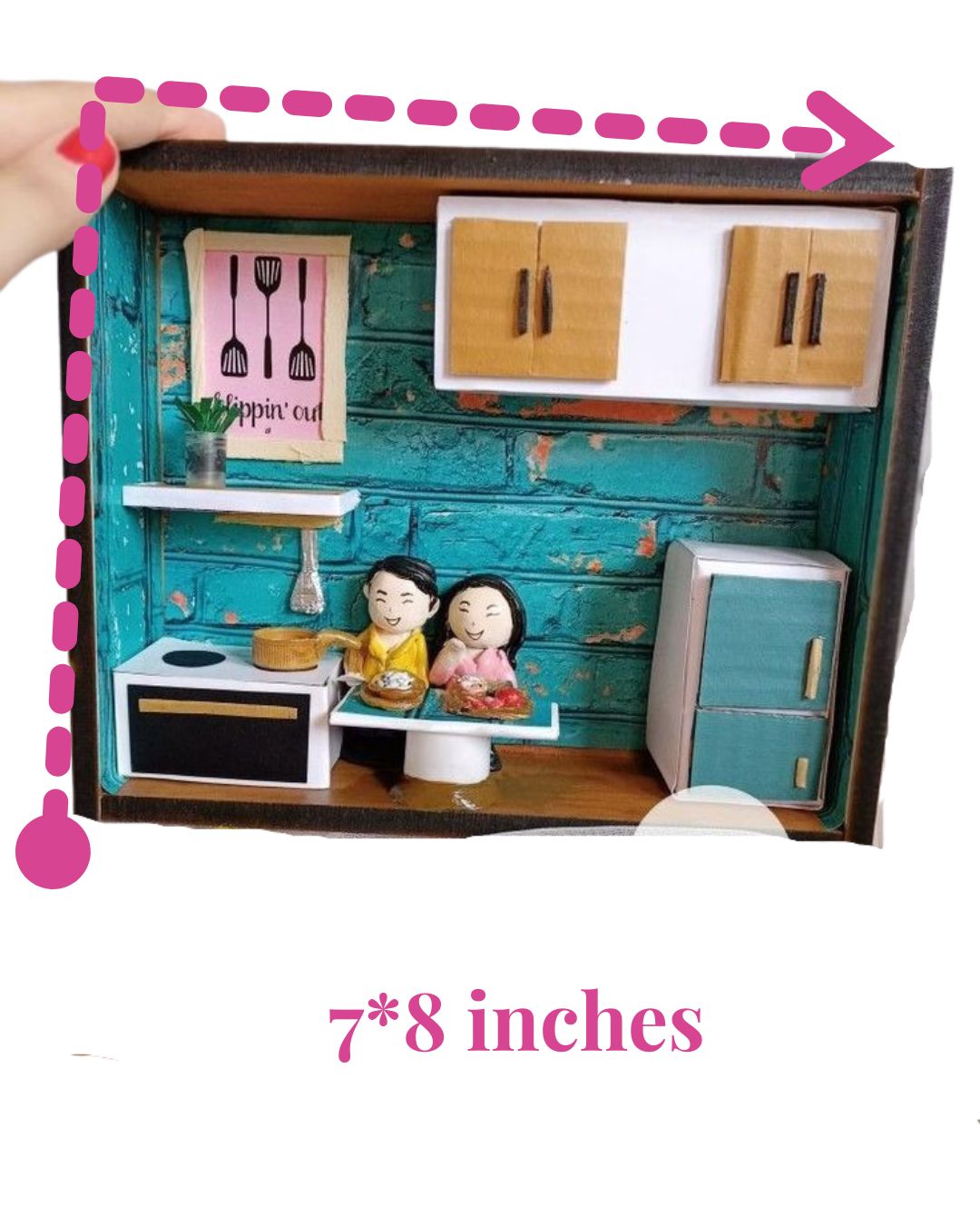 Rainvas Kitchen Couple Miniature Shadow Box Frame: Love Cooking Together