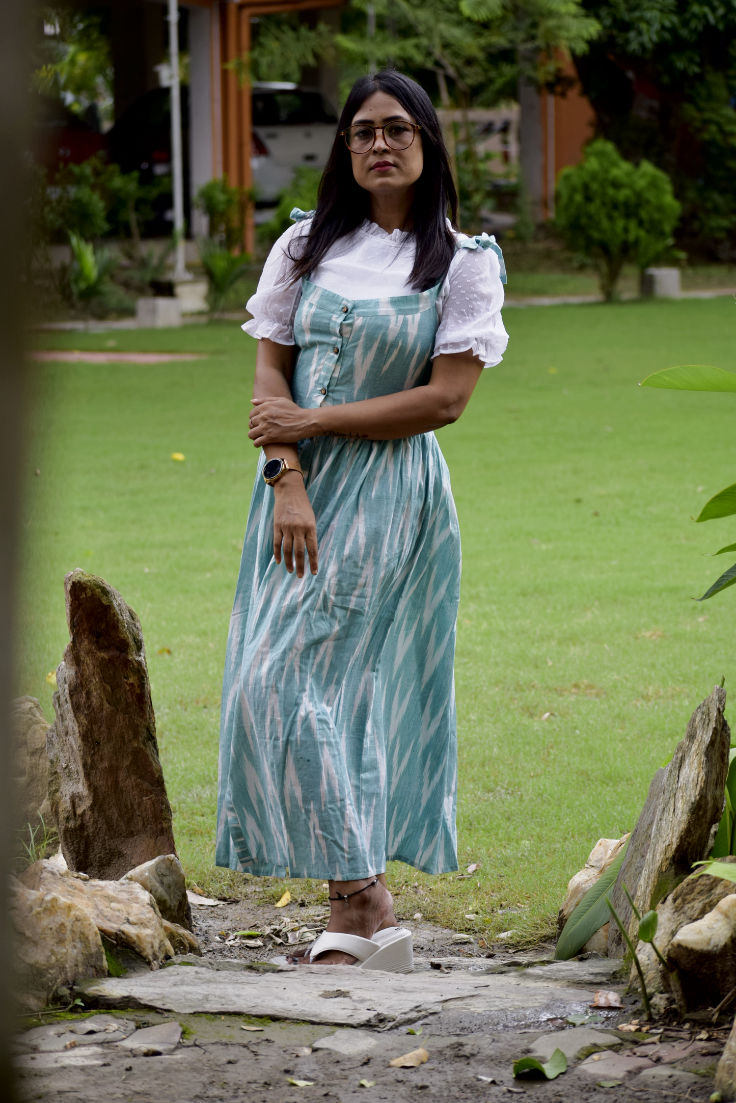SPRINGFIELD- Handmade Designer Indo Western Flared Cotton Casual Wear / Summer Dress / Party Wear for celebratingwith family and Friends