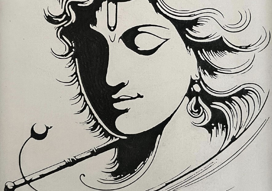 Engraved Lord krishana picture