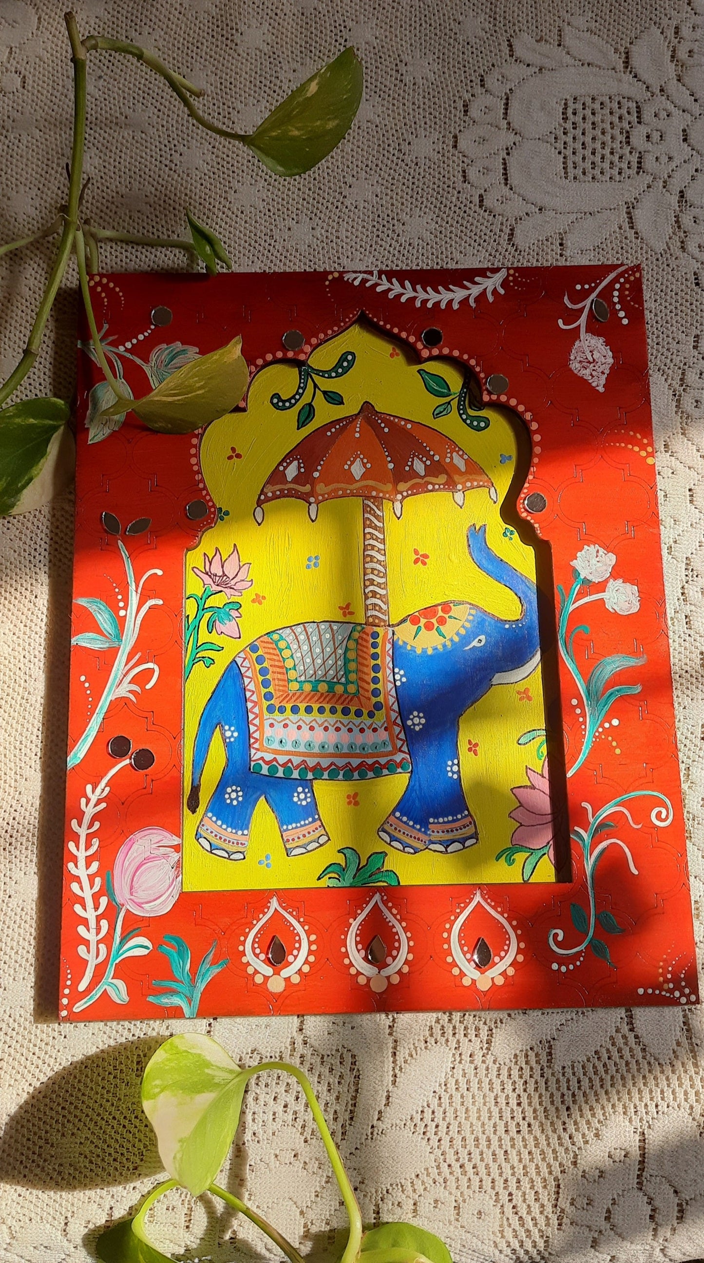 Leela Elephant Jharokha and Tealight Holders combo