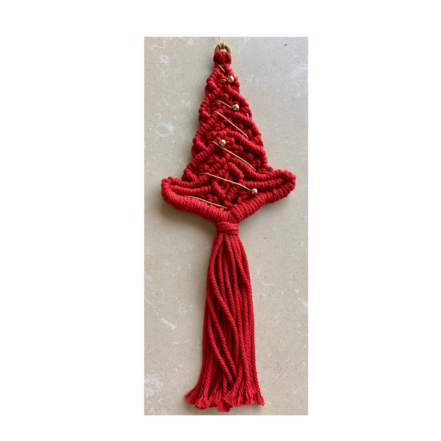 Macrame Christmas Tree Ornaments - CHRISTMAS TREE (Red and Green)