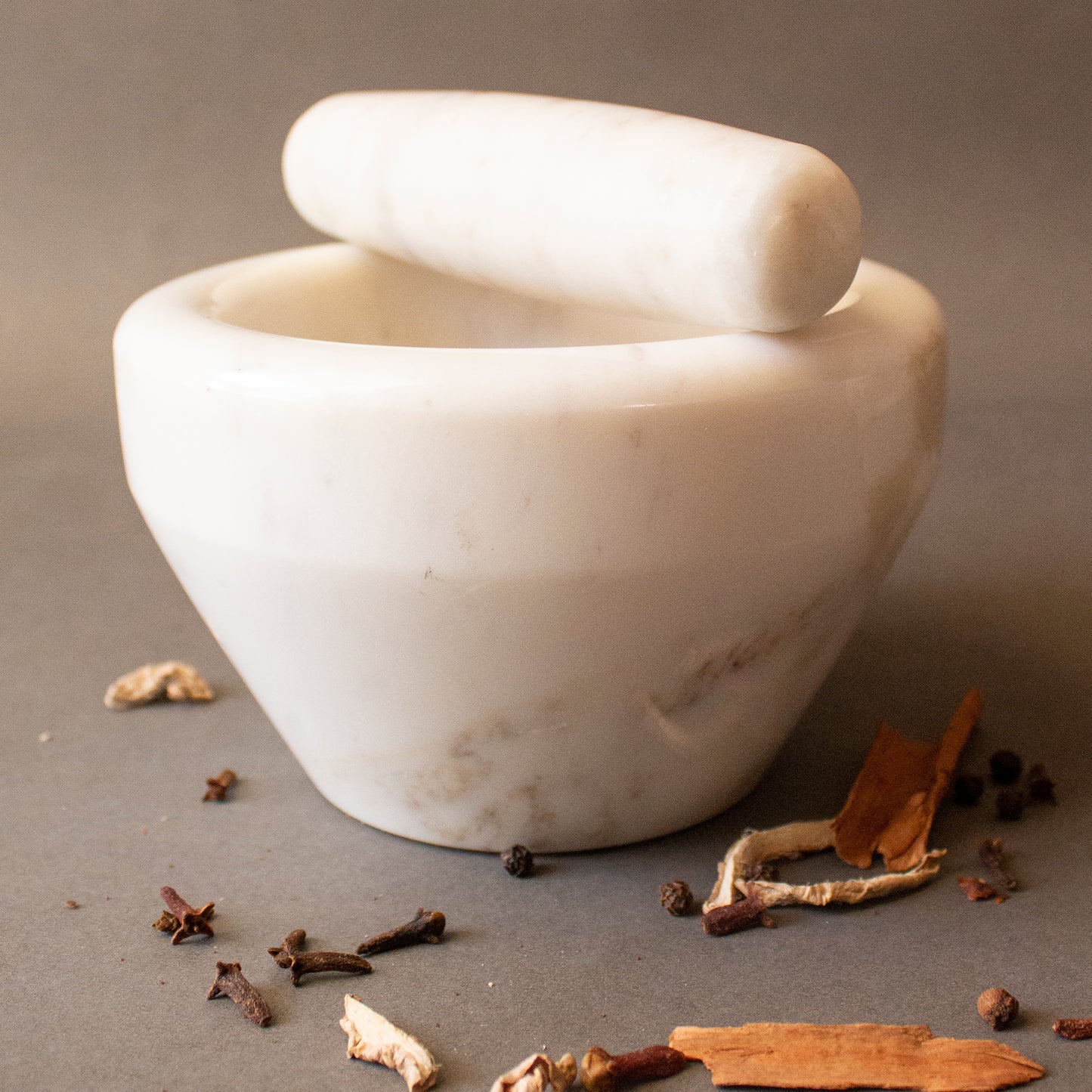 The White Indian Marble Masala Pot Mortar and Pestle