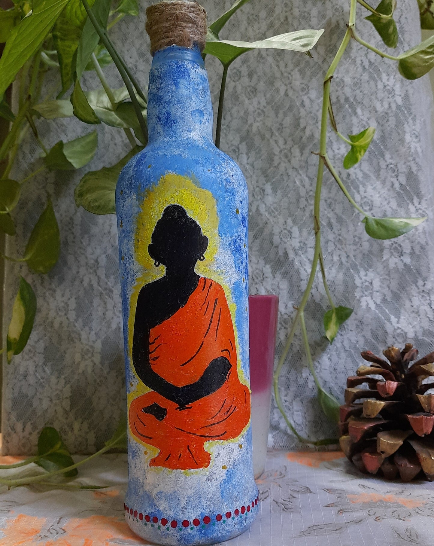 Meditating Buddha Bottle Decor