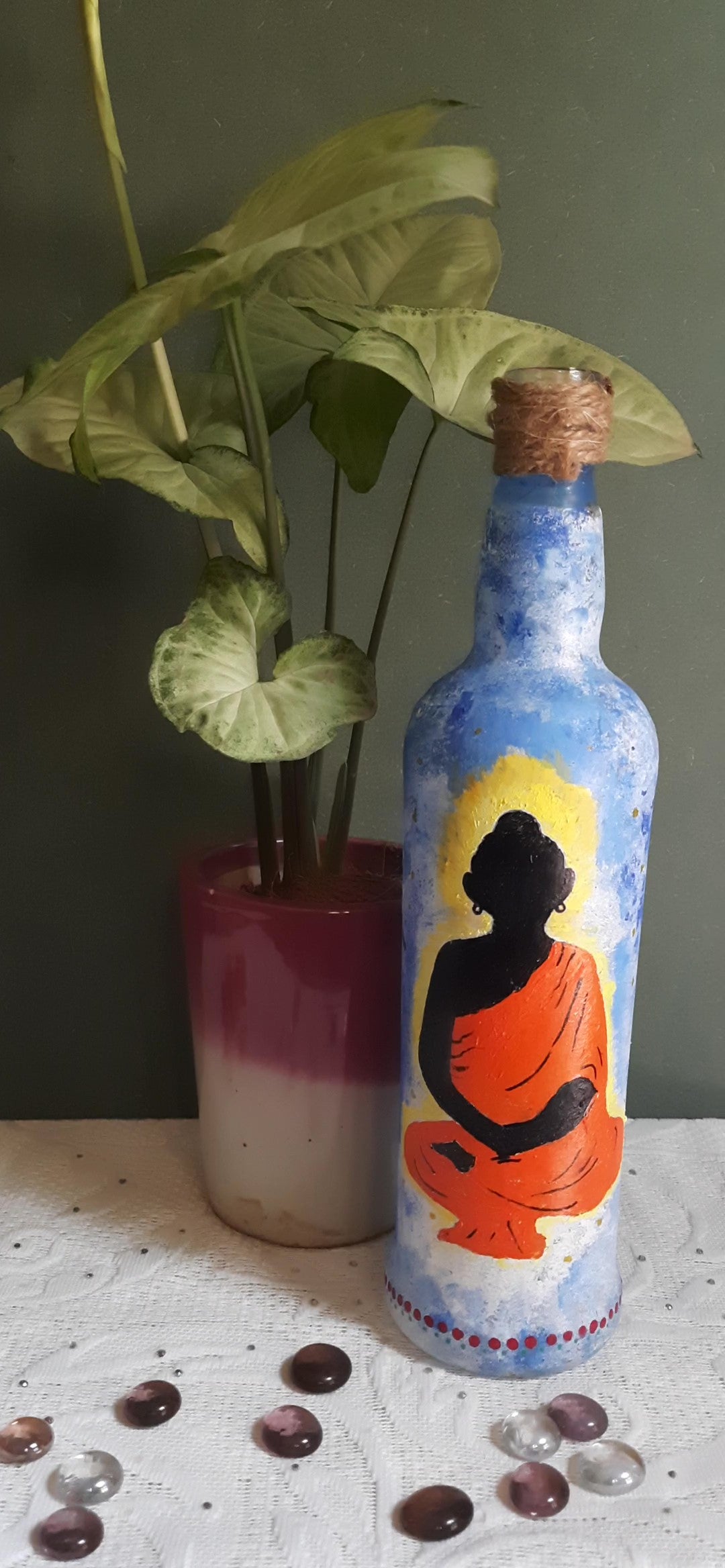 Meditating Buddha Bottle Decor