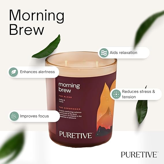 
                  
                    PURETIVE I Morning Brew Scented Plant Therapy Candle | Coffee & Vanilla | 100% Soy Wax & Essesntial Oil I Luxury Gifting I 2 Wick Candle I Large I Upto 35 hrs Burn time
                  
                