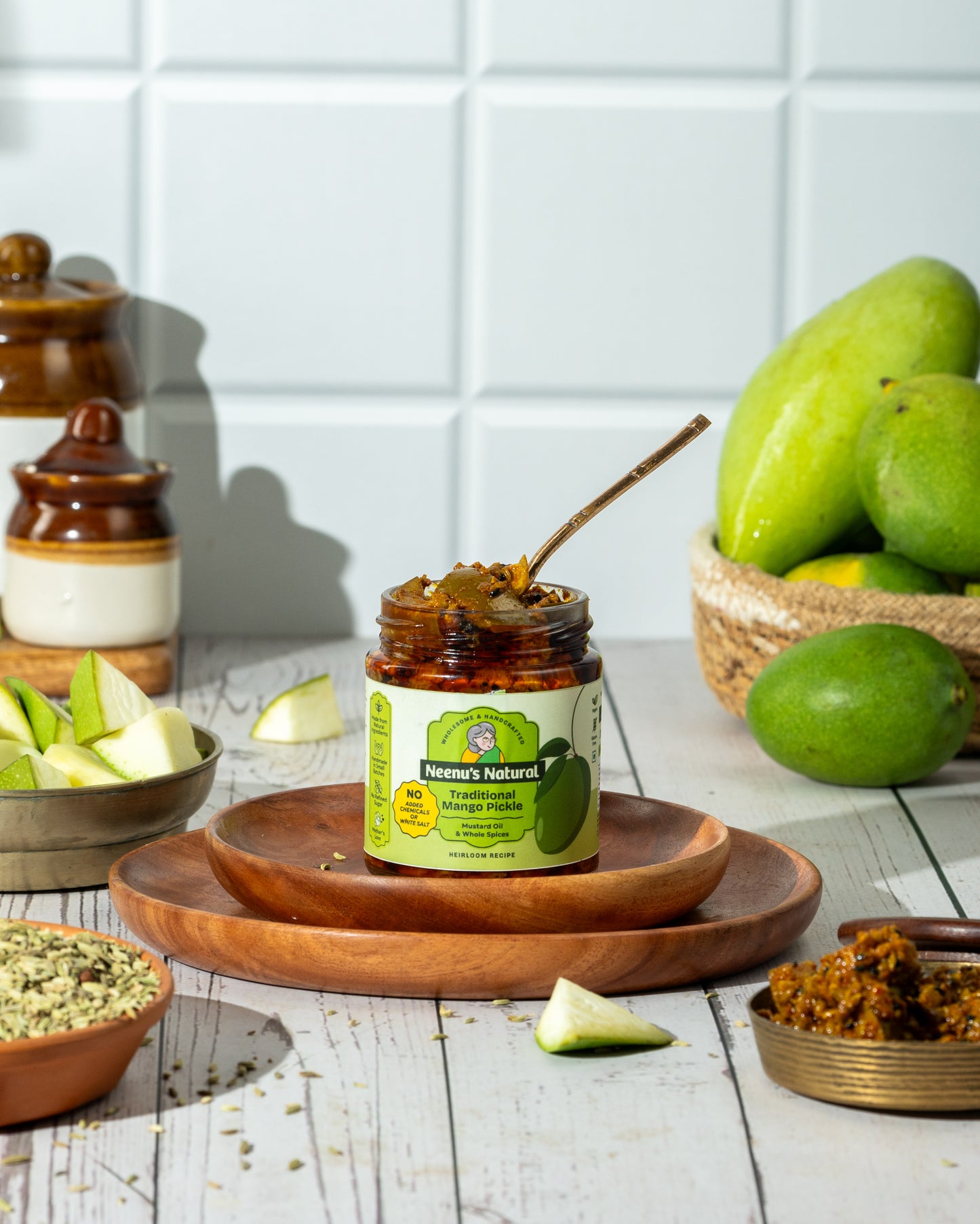Traditional mango pickle with cold pressed oil