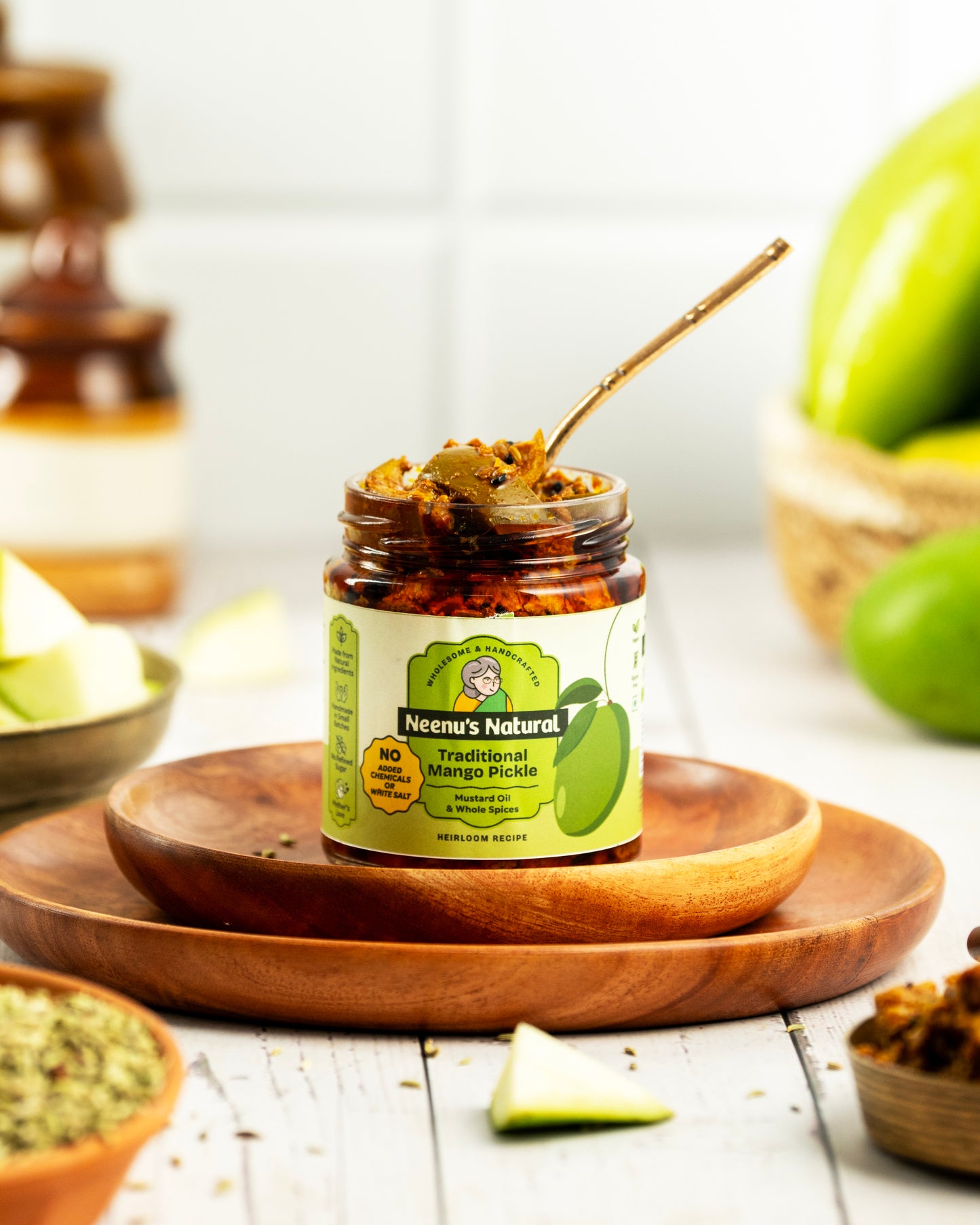 Traditional mango pickle with cold pressed oil