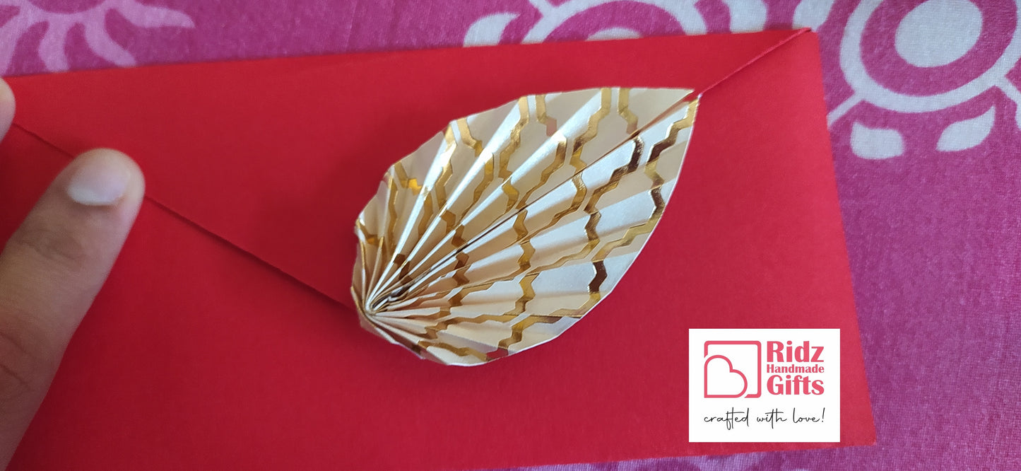 Red Envelope with Cream and Golden Leaf