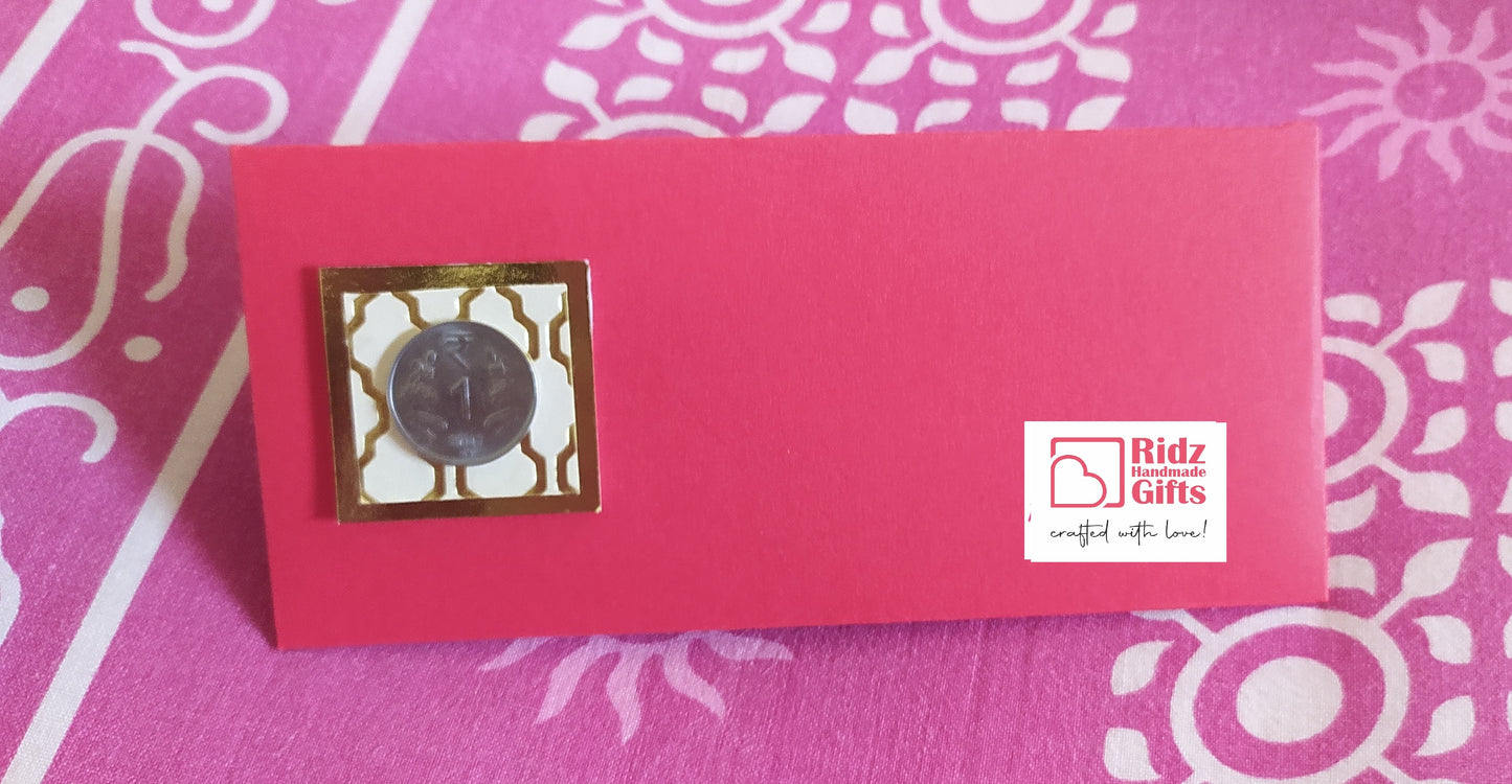 Red Envelope with Cream and Golden Leaf