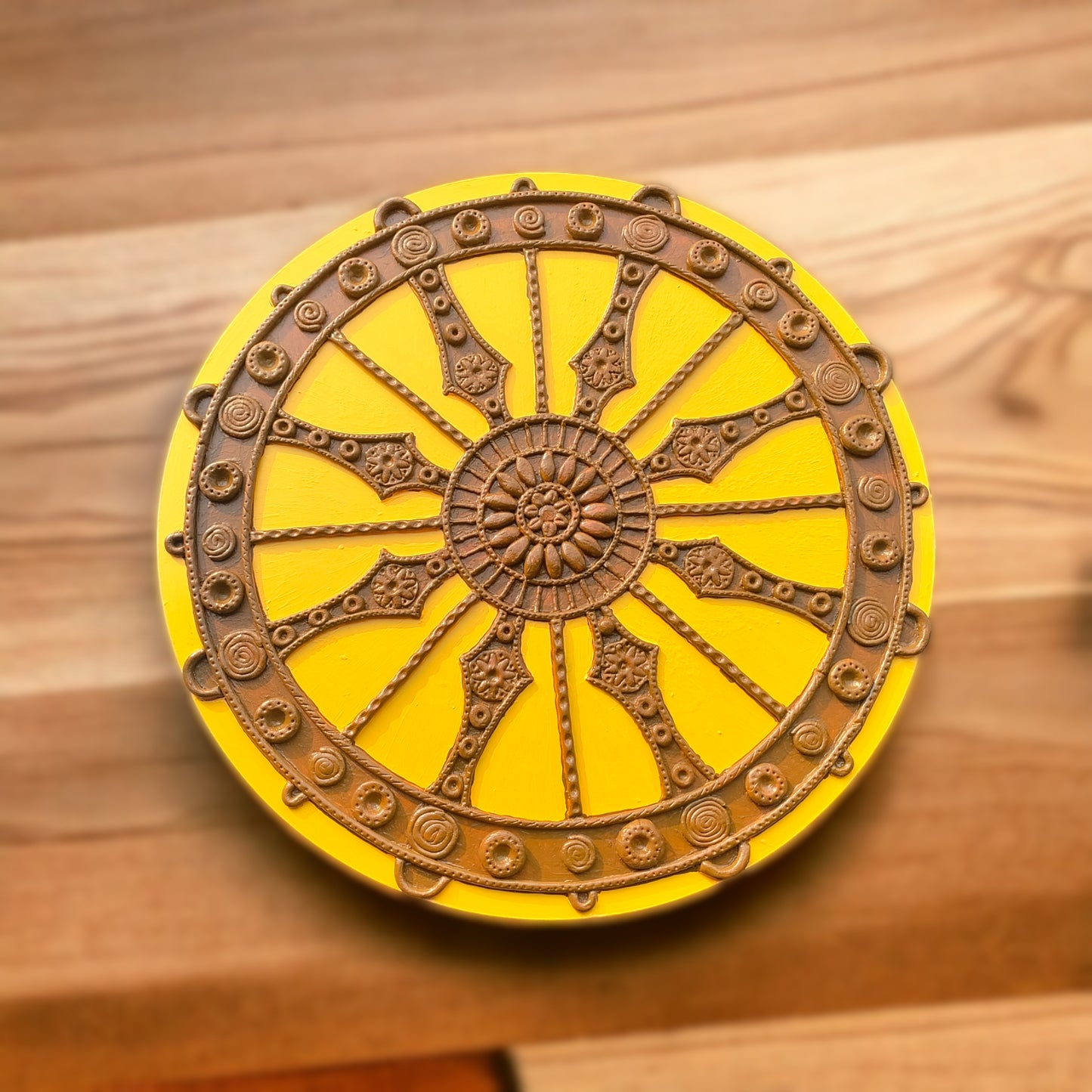 Konark Sun Temple Wheel Designed Lippan Art Wall Home Decor , Office Decor, Best Gift For Any Occasion