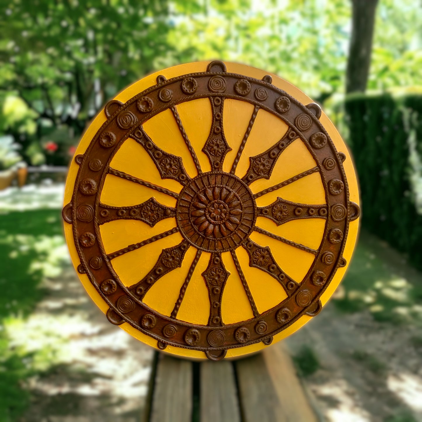 Konark Sun Temple Wheel Designed Lippan Art Wall Home Decor , Office Decor, Best Gift For Any Occasion
