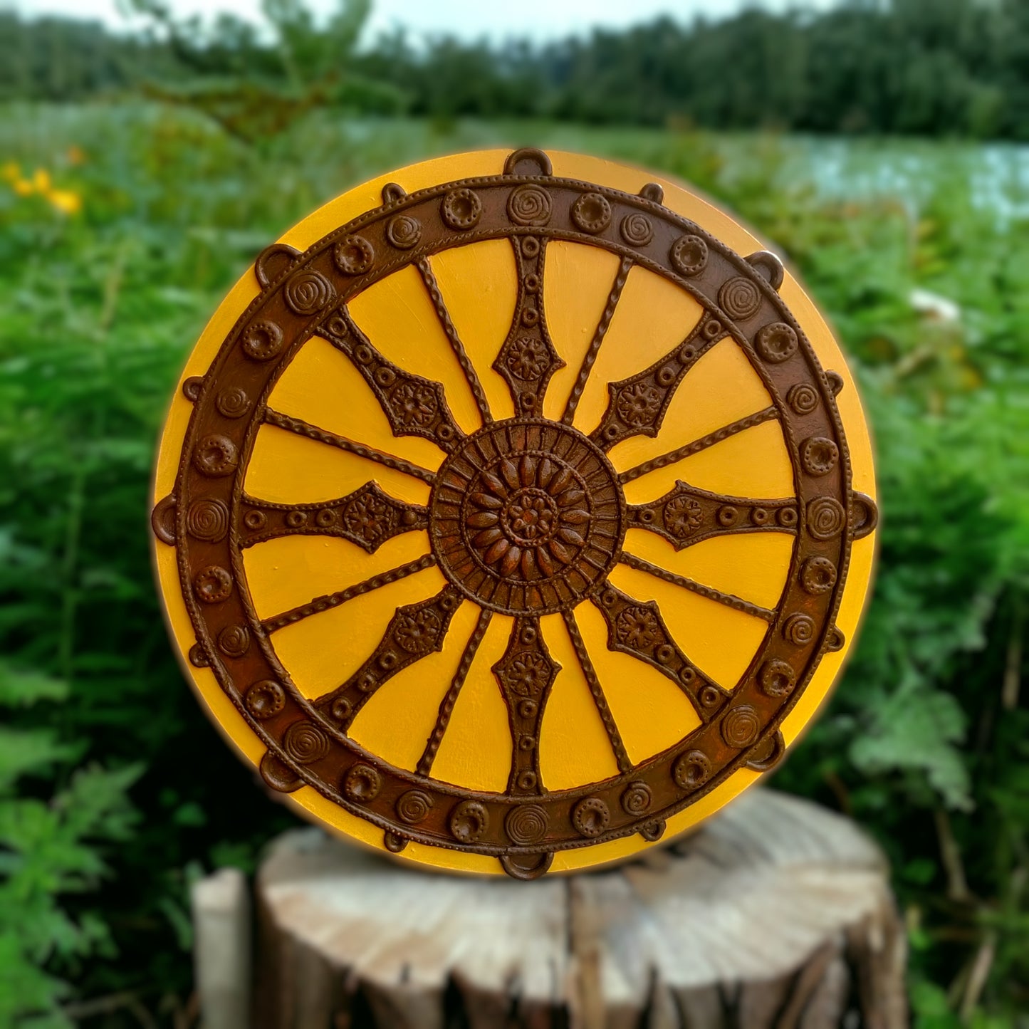 Konark Sun Temple Wheel Designed Lippan Art Wall Home Decor , Office Decor, Best Gift For Any Occasion