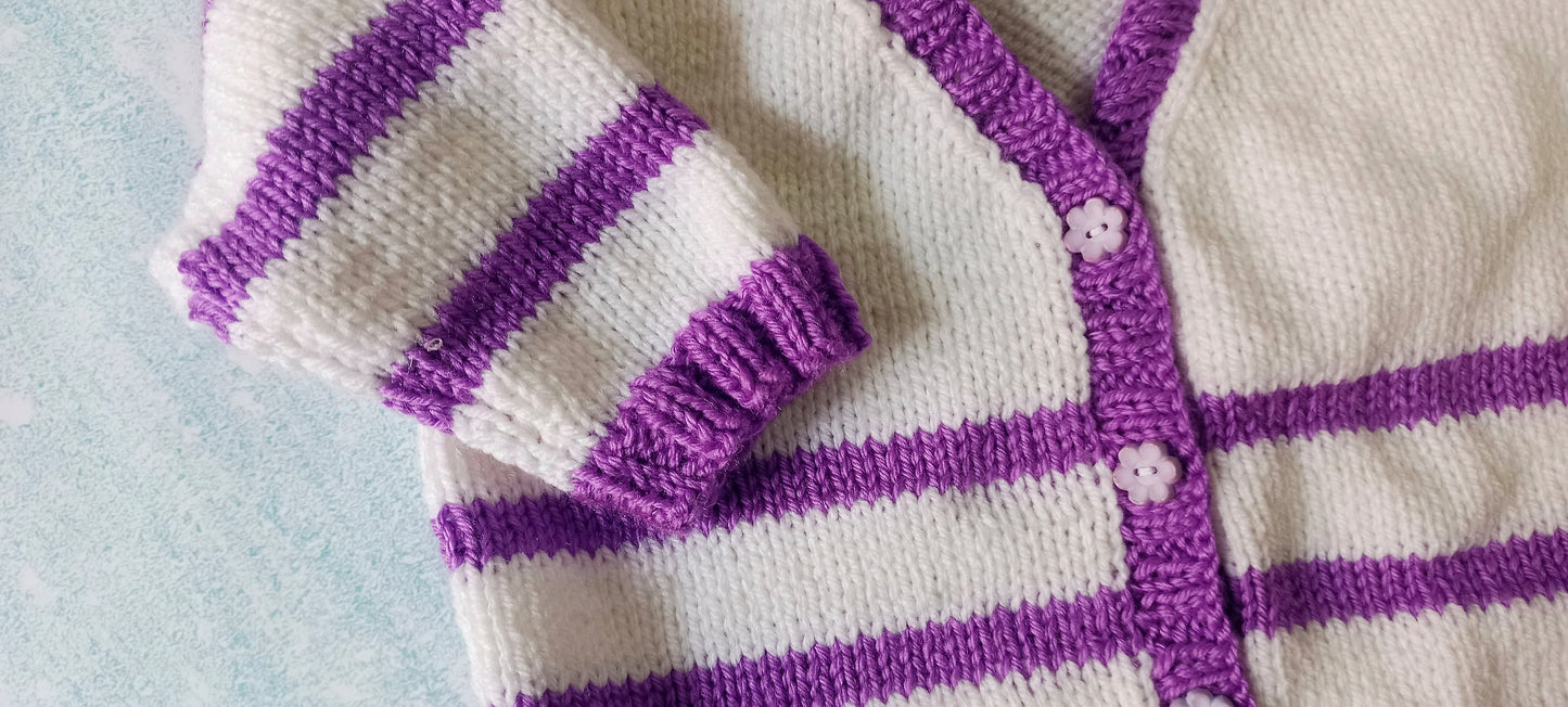 Stripe Purple and white Toddler Cardigan