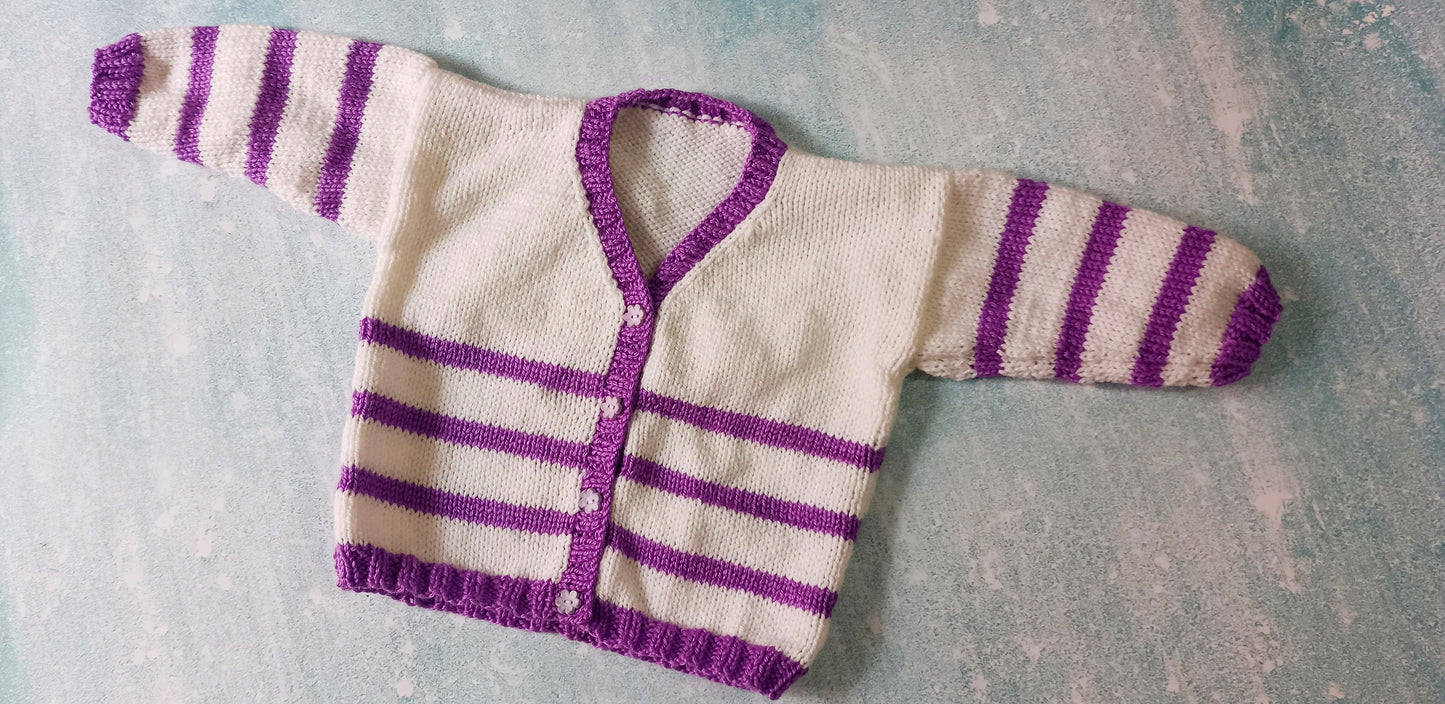 Stripe Purple and white Toddler Cardigan