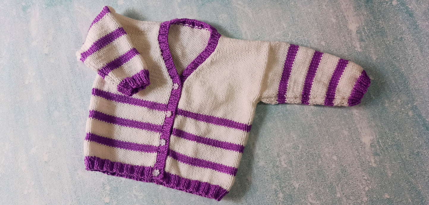 Stripe Purple and white Toddler Cardigan