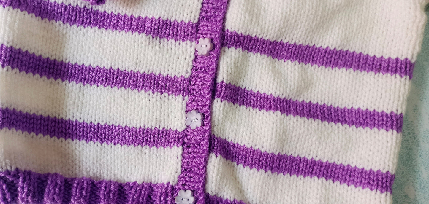 Stripe Purple and white Toddler Cardigan