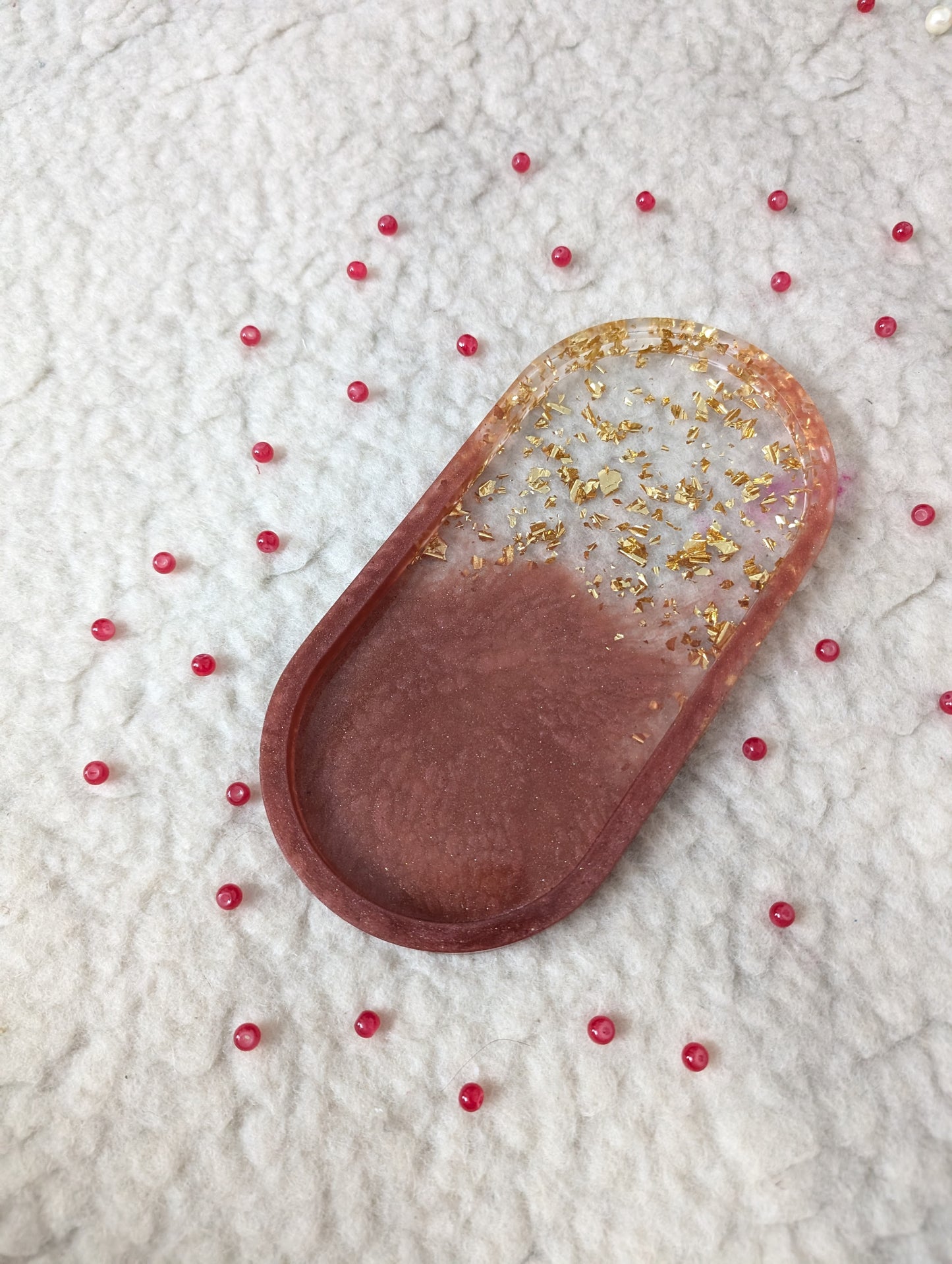 Resin Oval Trinket Tray | Resin Tray | Ruby & Golden Resin Tray
