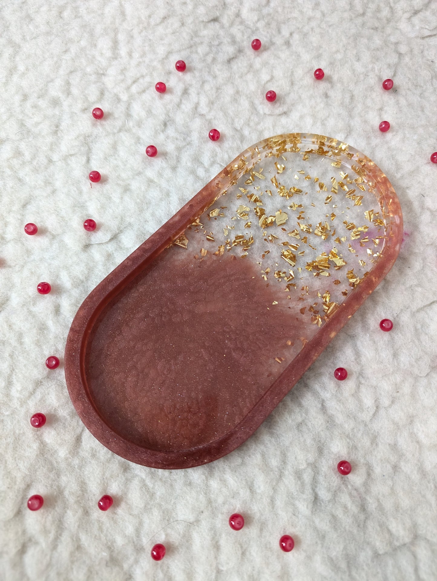 Resin Oval Trinket Tray | Resin Tray | Ruby & Golden Resin Tray