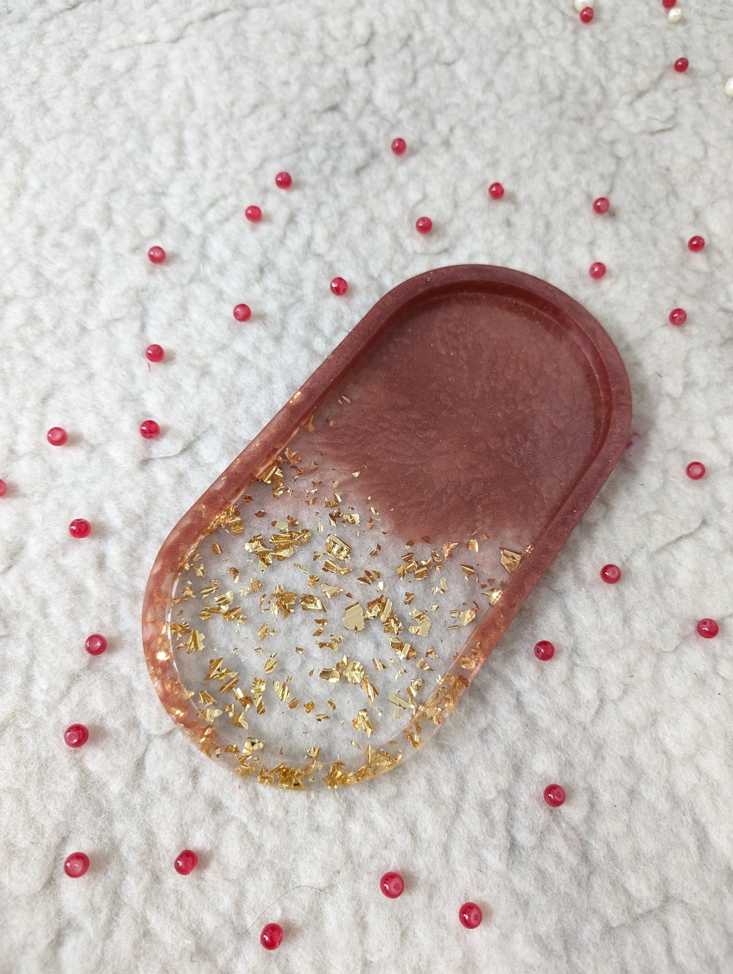 Resin Oval Trinket Tray | Resin Tray | Ruby & Golden Resin Tray