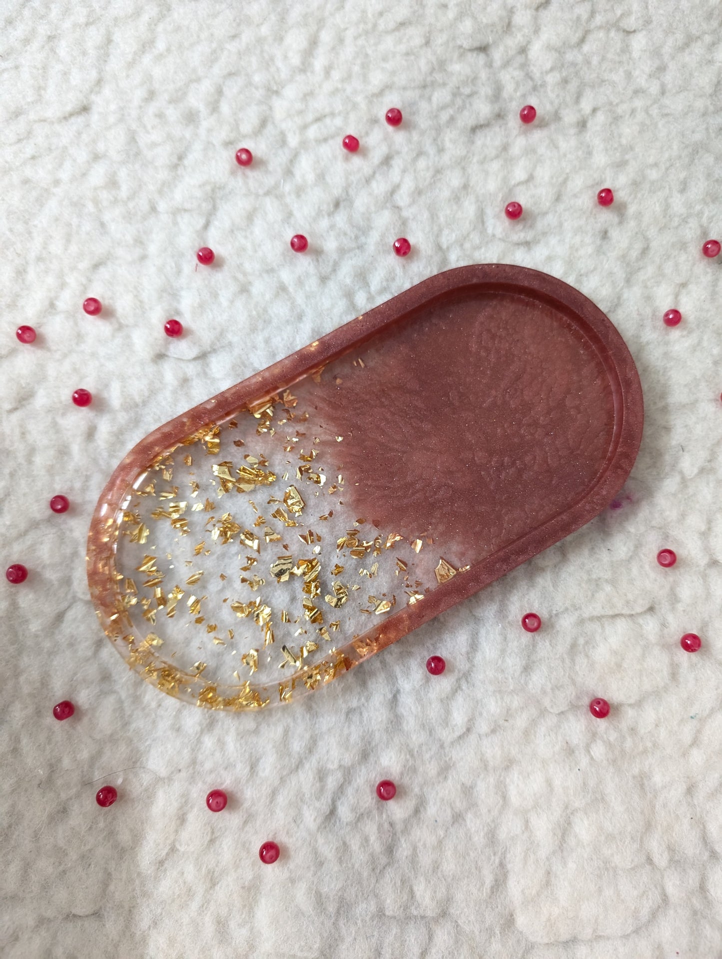 Resin Oval Trinket Tray | Resin Tray | Ruby & Golden Resin Tray