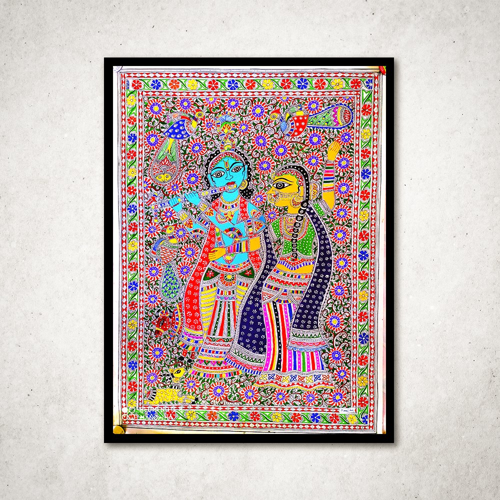 Radha Krishna Mithila and Madhubani style - Kreate- Painting