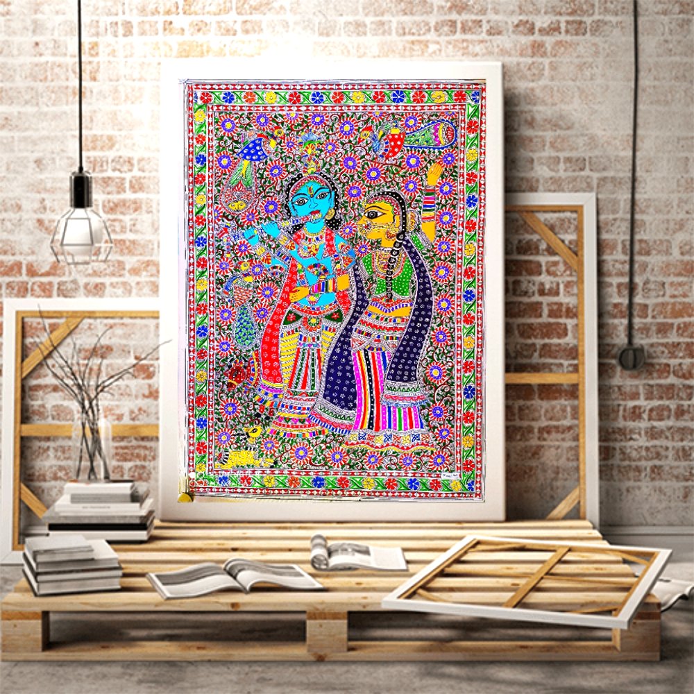 Radha Krishna Mithila and Madhubani style - Kreate- Painting