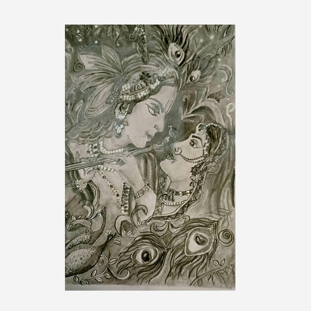 Radha Krishna Sketch - Kreate- Painting