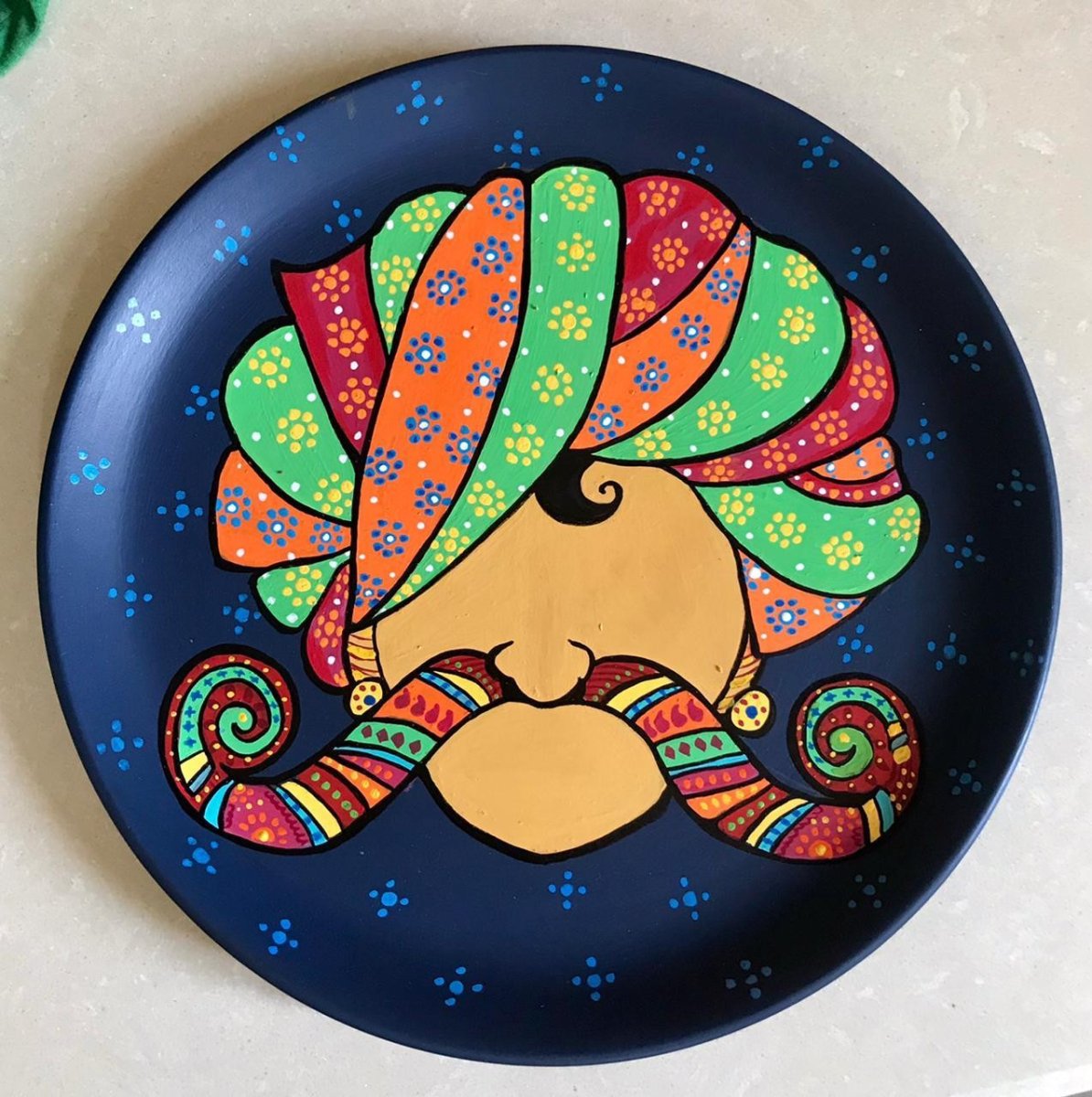 Rajasthan Man Terracotta Wall Plate - Kreate- Wall Decor