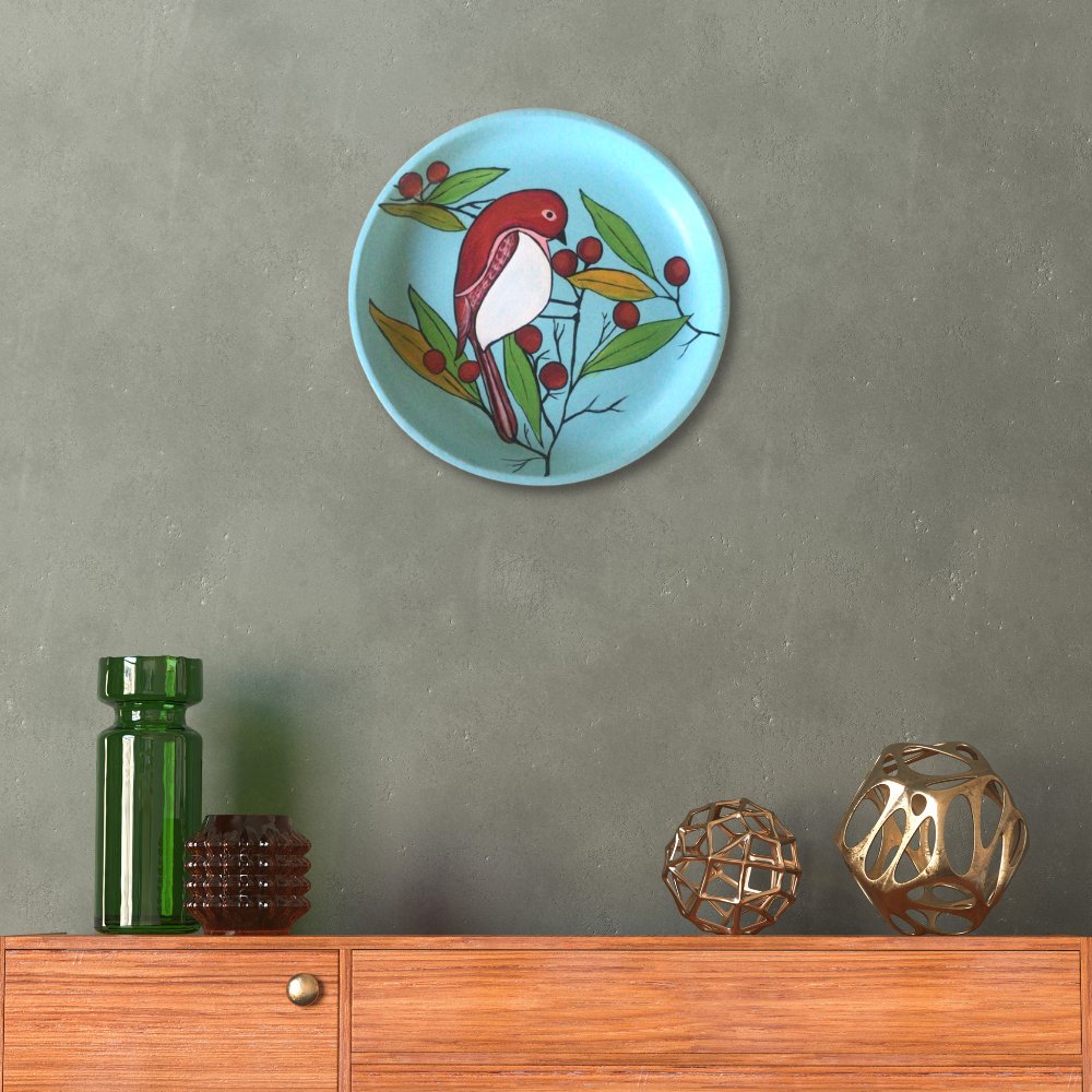 Rang Sang Bird Motif on Wall Plate - Kreate- Wall Decor