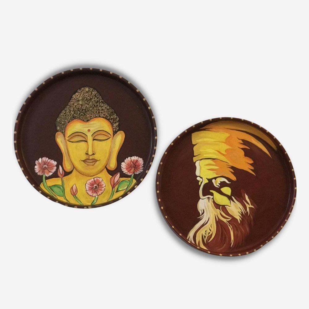 Rang Sang Buddha and Waheguru Ji (Set of 2) - Kreate- Wall Decor