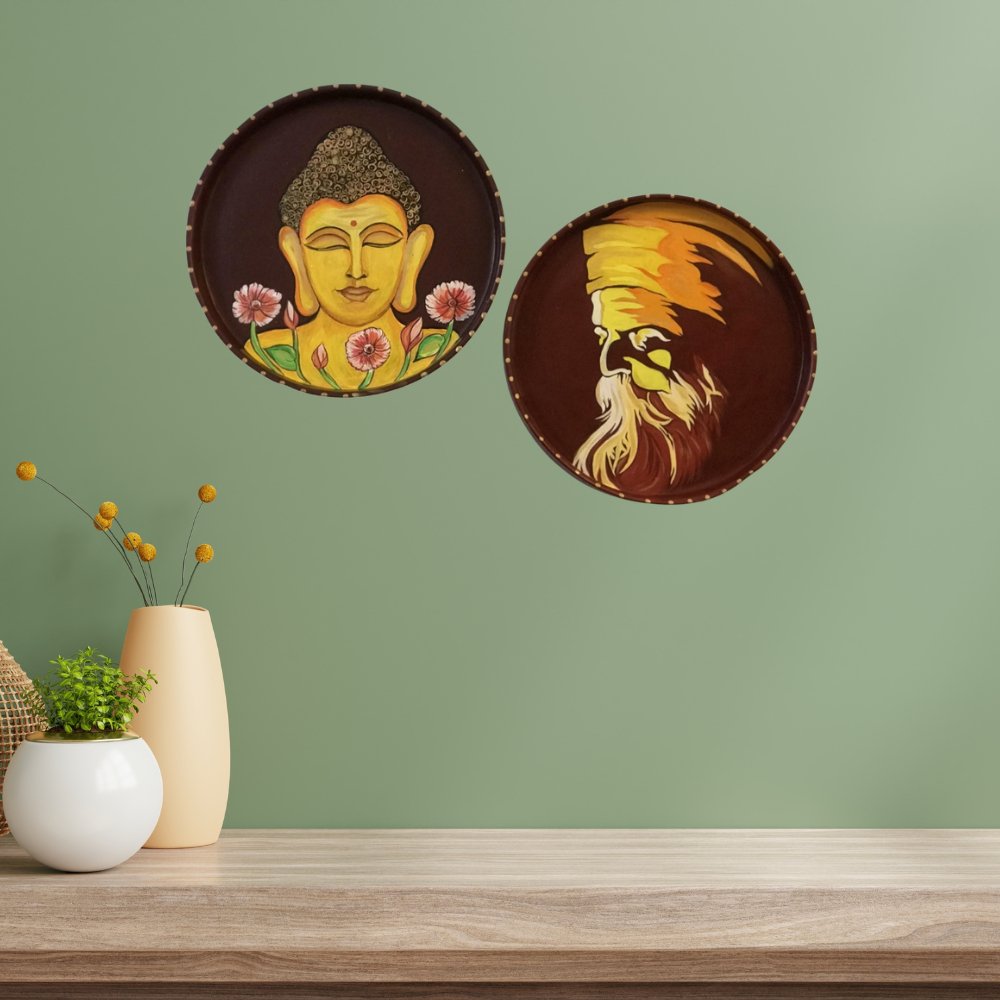 Rang Sang Buddha and Waheguru Ji (Set of 2) - Kreate- Wall Decor