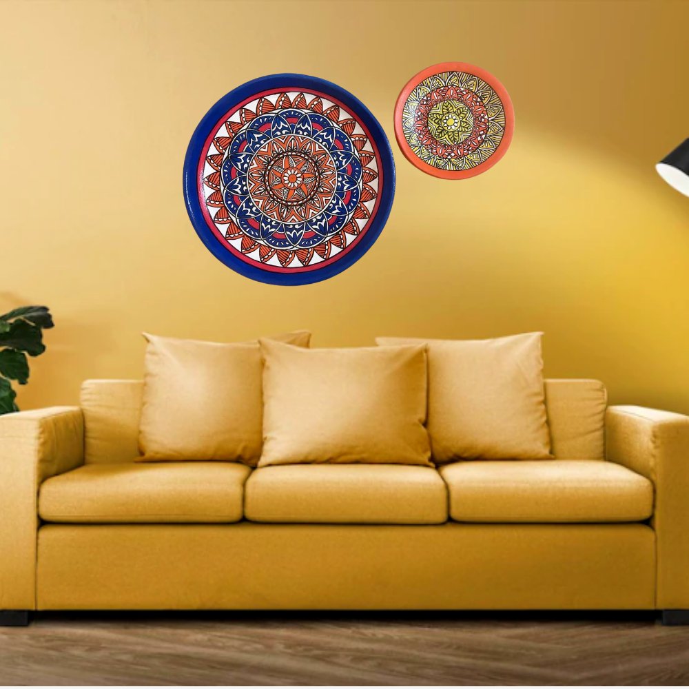 Rang Sang Colourful Mandala Plates (Set of 2) - Kreate- Wall Decor