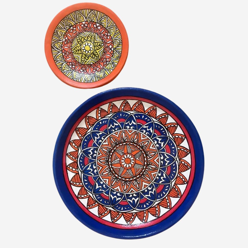 Rang Sang Colourful Mandala Plates (Set of 2) - Kreate- Wall Decor