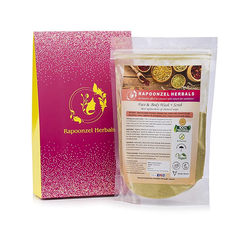 Rapoonzel Homemade Natural Powder Face & Body Wash - Kreate- Body Wash