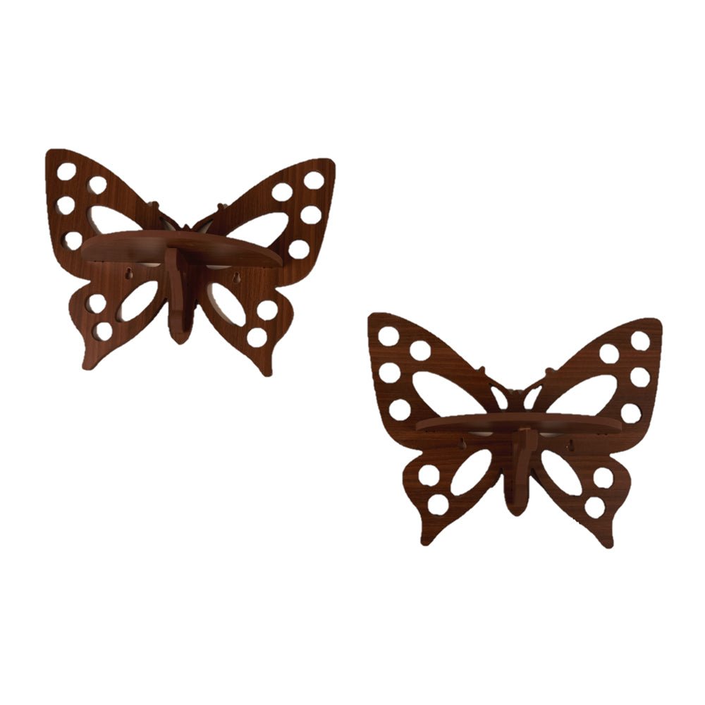 rayTrees Wooden Butterflies Wall Shelves (Set of two) - Kreate- Wall Decor