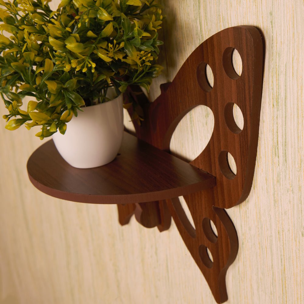 rayTrees Wooden Butterflies Wall Shelves (Set of two) - Kreate- Wall Decor