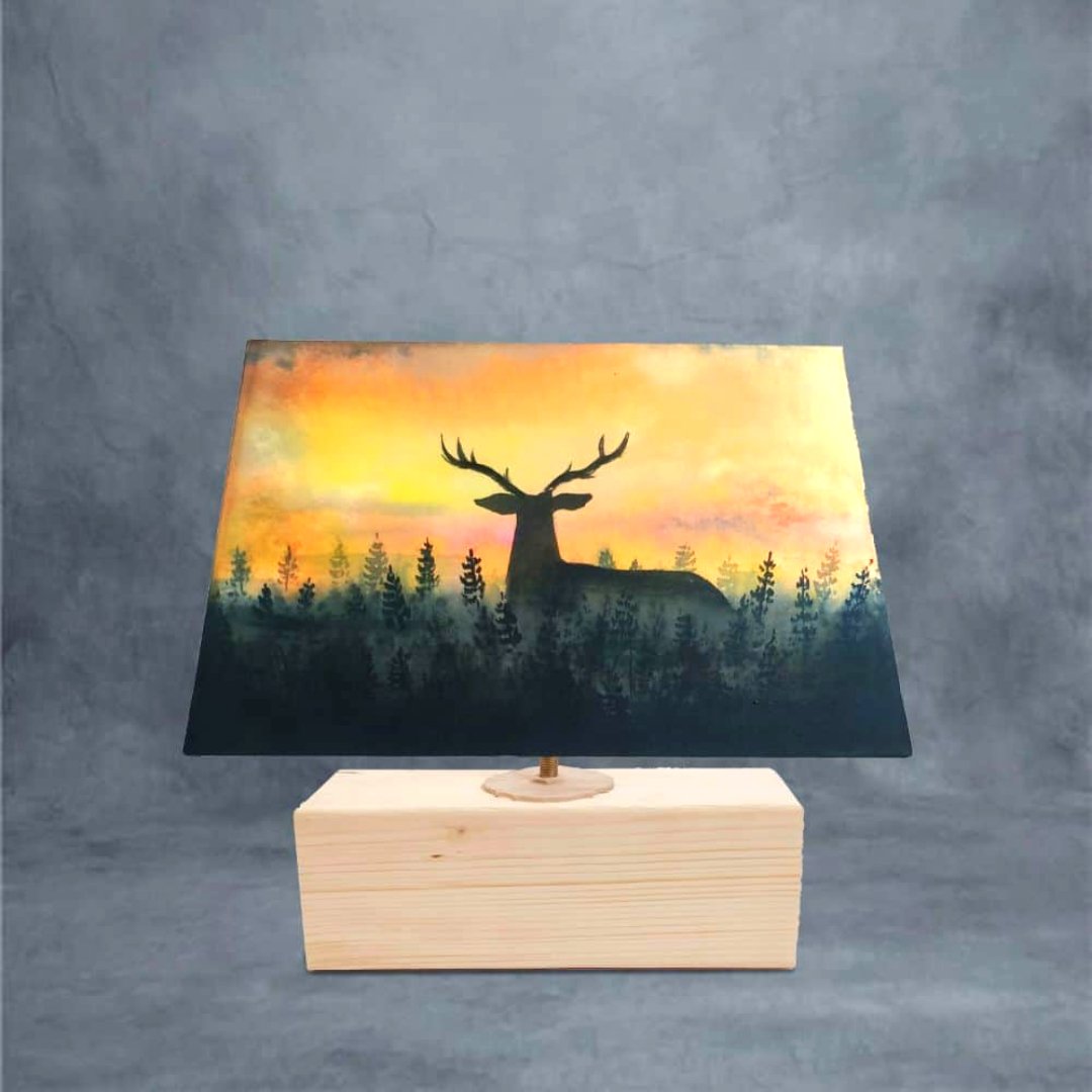 Rectangle Table Lamp - Deer Sunset - Kreate- Lamps
