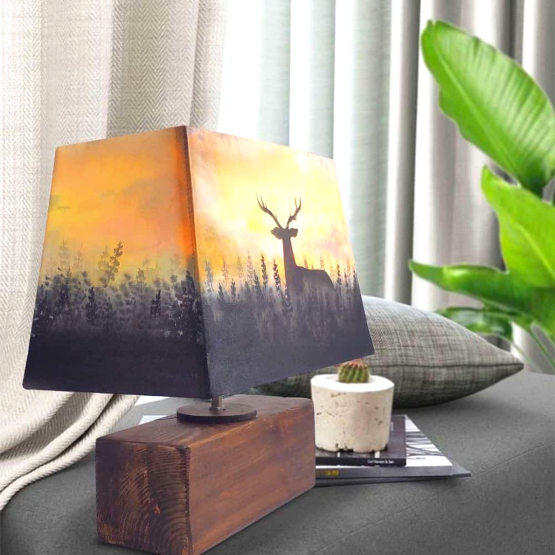 Rectangle Table Lamp - Deer Sunset - Kreate- Lamps