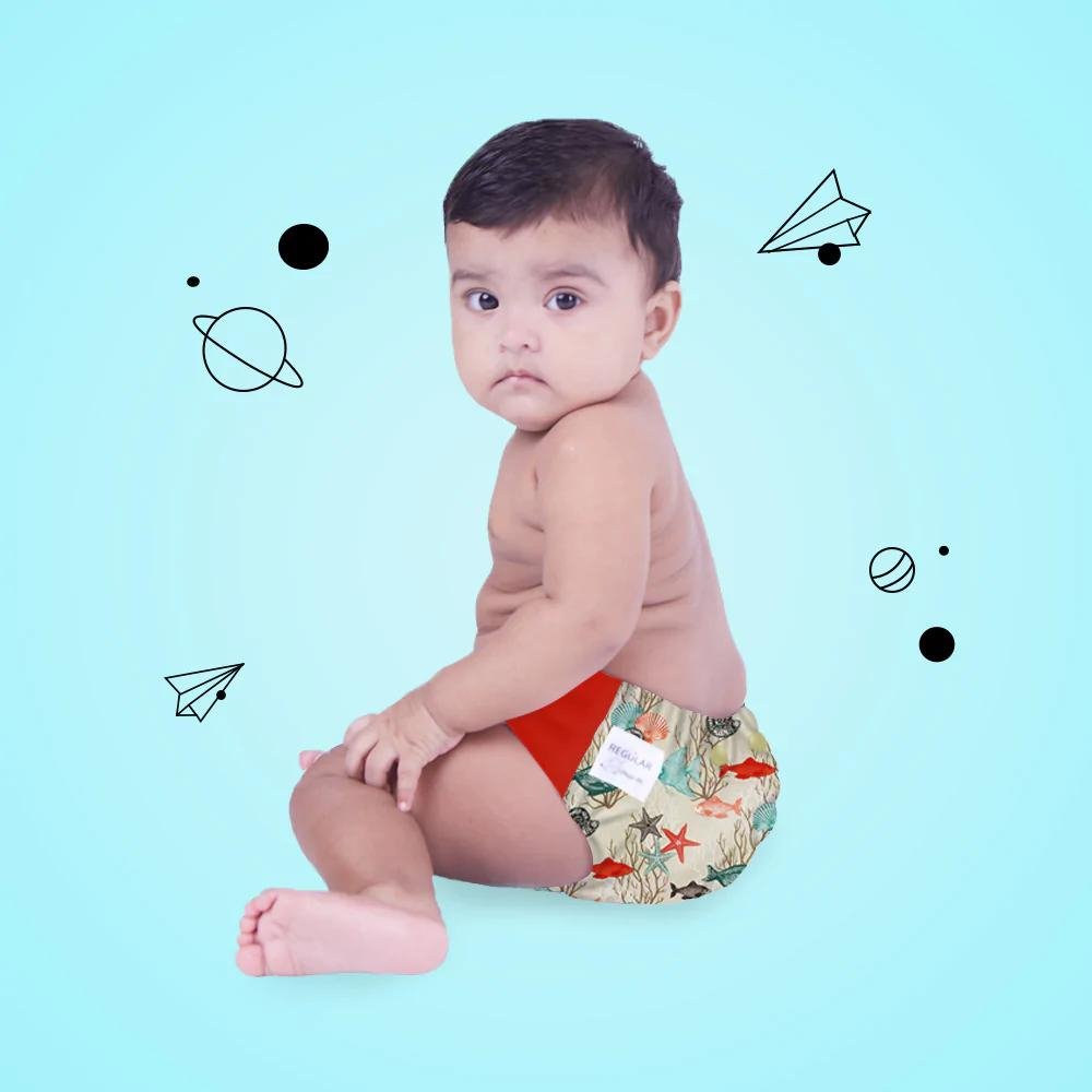 Regular Diaper by Snugkins - Cloth Diapers for daytime use (Fits babies 5-17kgs) - Aquatic Dream - Kreate- Baby Care