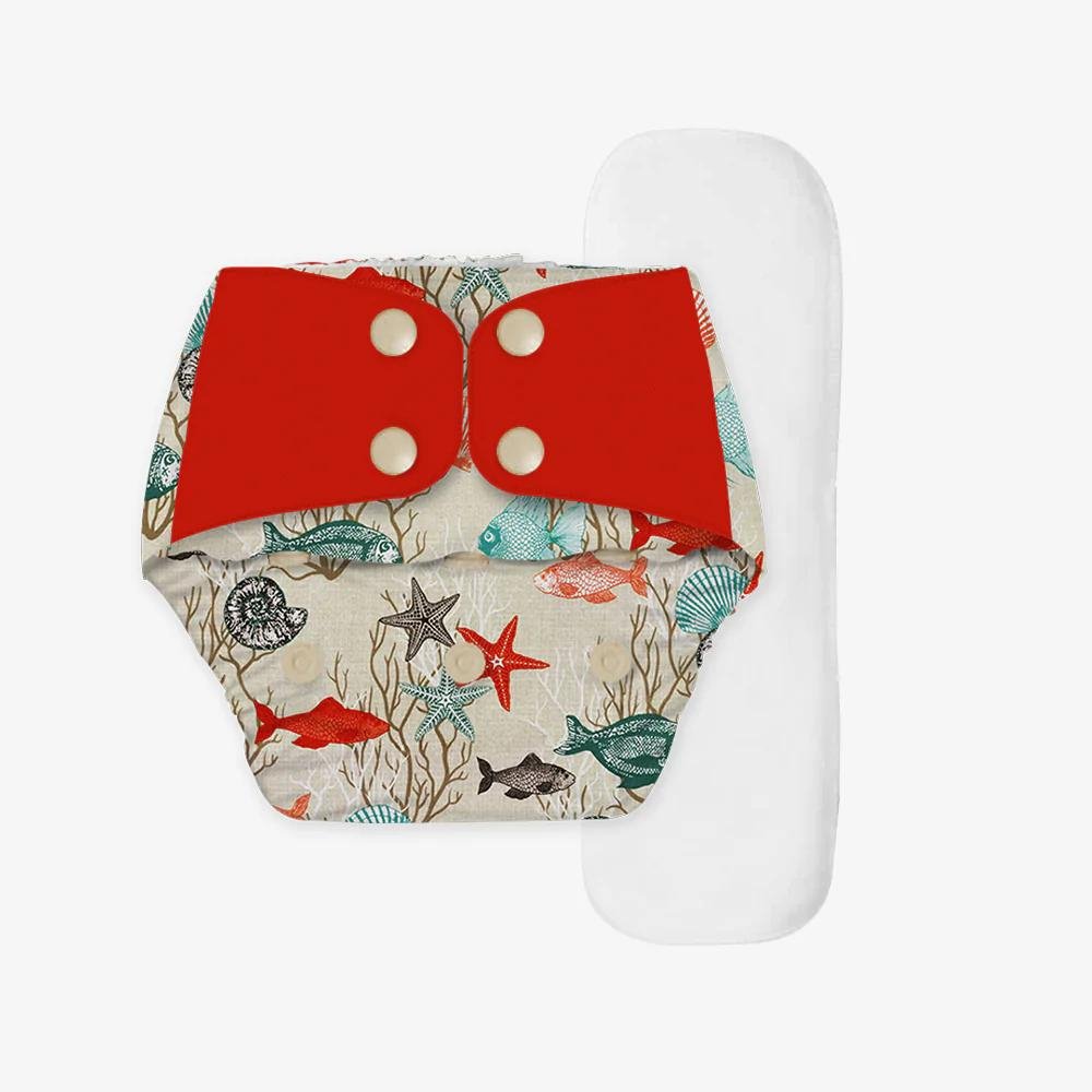 Regular Diaper by Snugkins - Cloth Diapers for daytime use (Fits babies 5-17kgs) - Aquatic Dream - Kreate- Baby Care