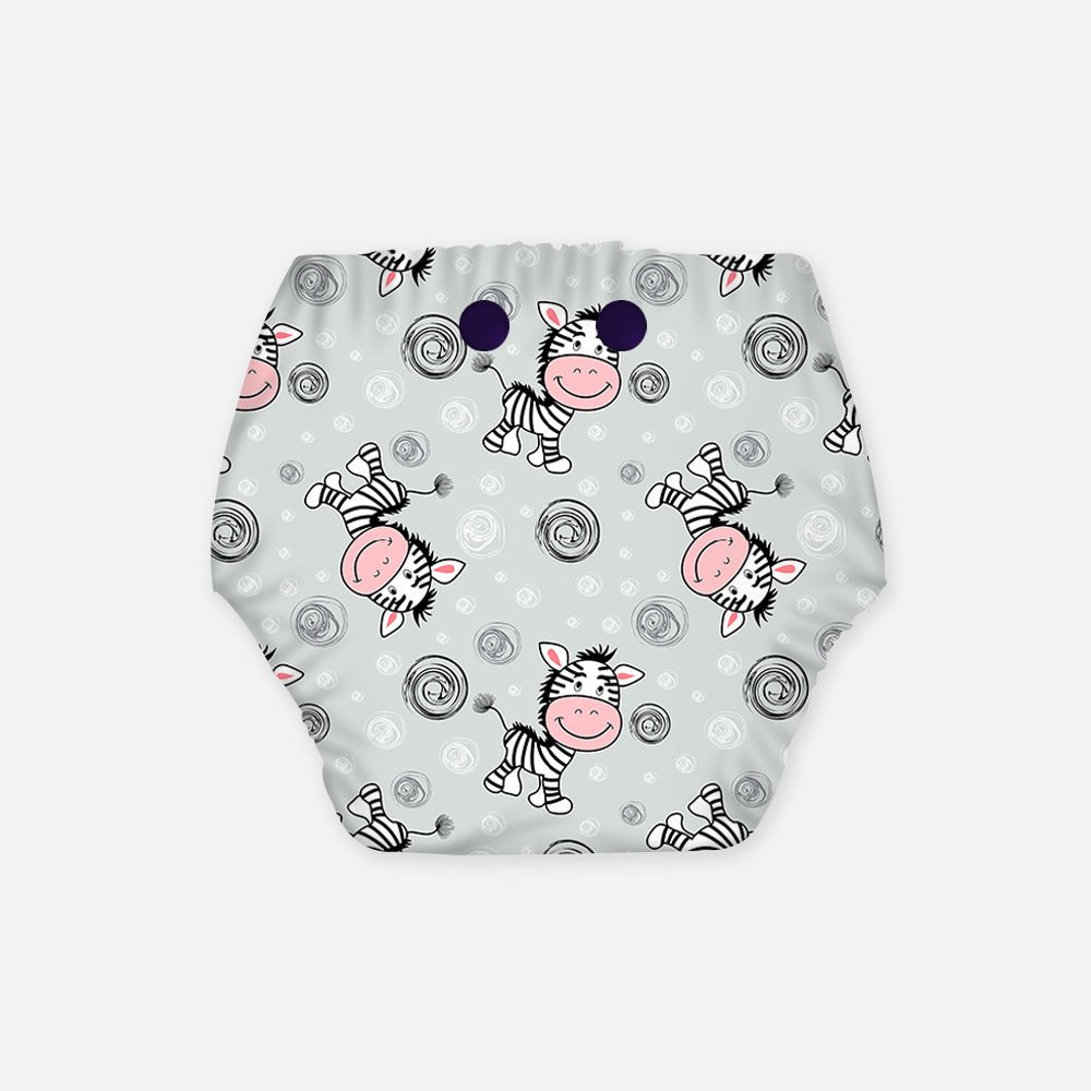 Regular Diaper by Snugkins - Cloth Diapers for daytime use (Fits babies 5-17kgs) - Cheerful Zebra - Kreate- Baby Care