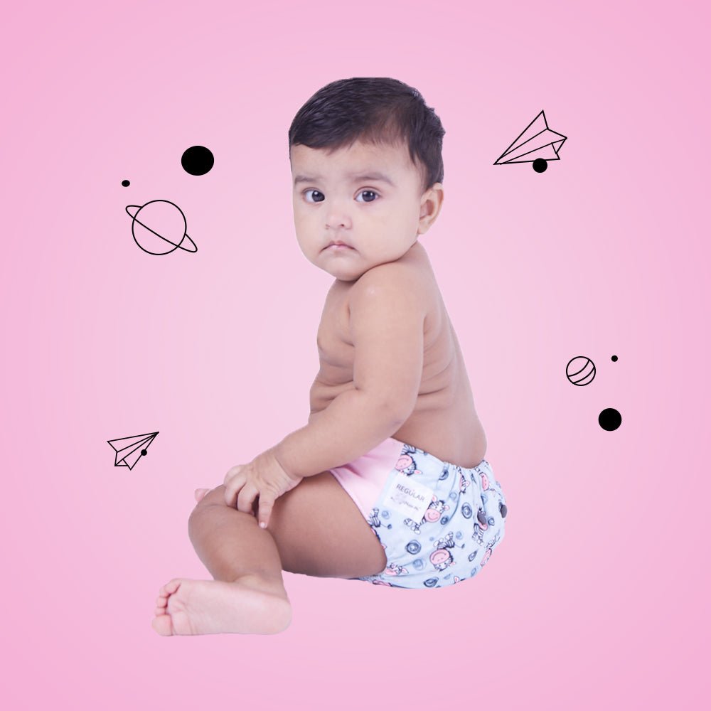 Regular Diaper by Snugkins - Cloth Diapers for daytime use (Fits babies 5-17kgs) - Cheerful Zebra - Kreate- Baby Care