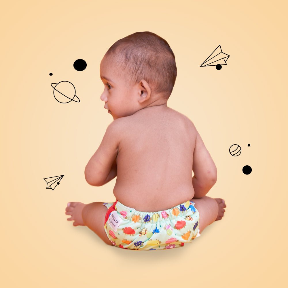 Regular Diaper by Snugkins - Cloth Diapers for daytime use (Fits babies 5-17kgs) - Dreamy sheep - Kreate- Baby Care