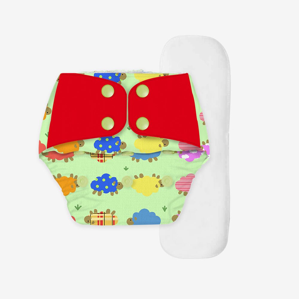 Regular Diaper by Snugkins - Cloth Diapers for daytime use (Fits babies 5-17kgs) - Dreamy sheep - Kreate- Baby Care