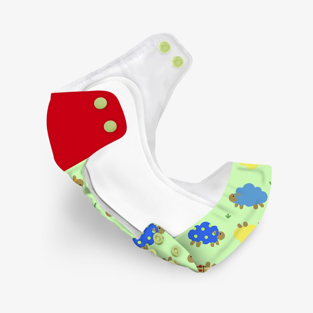 Regular Diaper by Snugkins - Cloth Diapers for daytime use (Fits babies 5-17kgs) - Dreamy sheep - Kreate- Baby Care