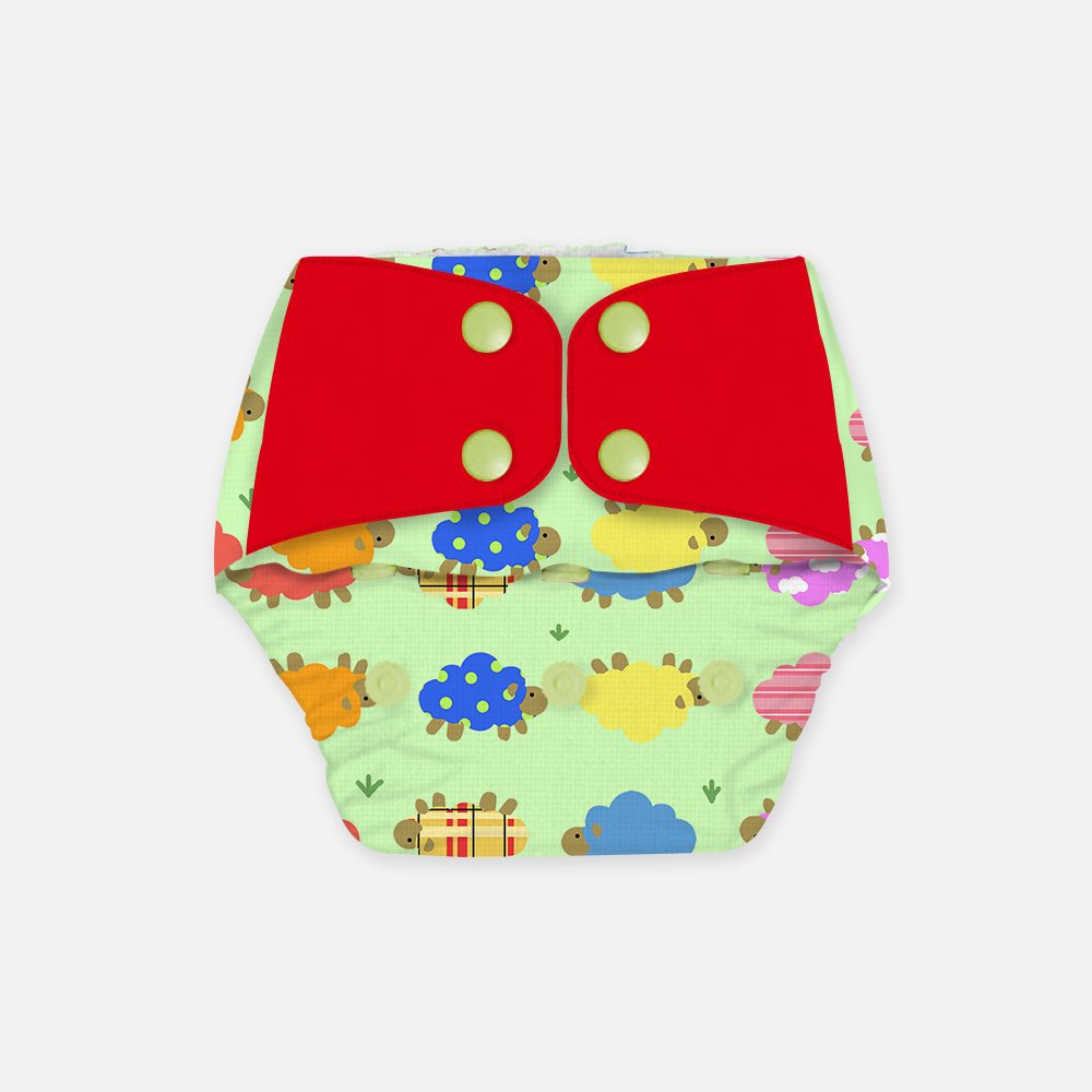 Regular Diaper by Snugkins - Cloth Diapers for daytime use (Fits babies 5-17kgs) - Dreamy sheep - Kreate- Baby Care