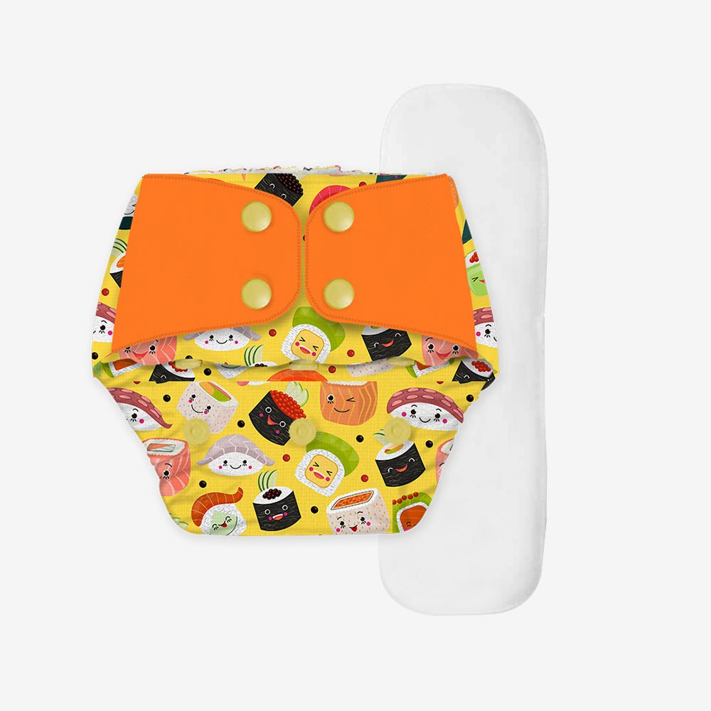 Regular Diaper by Snugkins - Cloth Diapers for daytime use (Fits babies 5-17kgs) - Mushi Sushi - Kreate- Baby Care