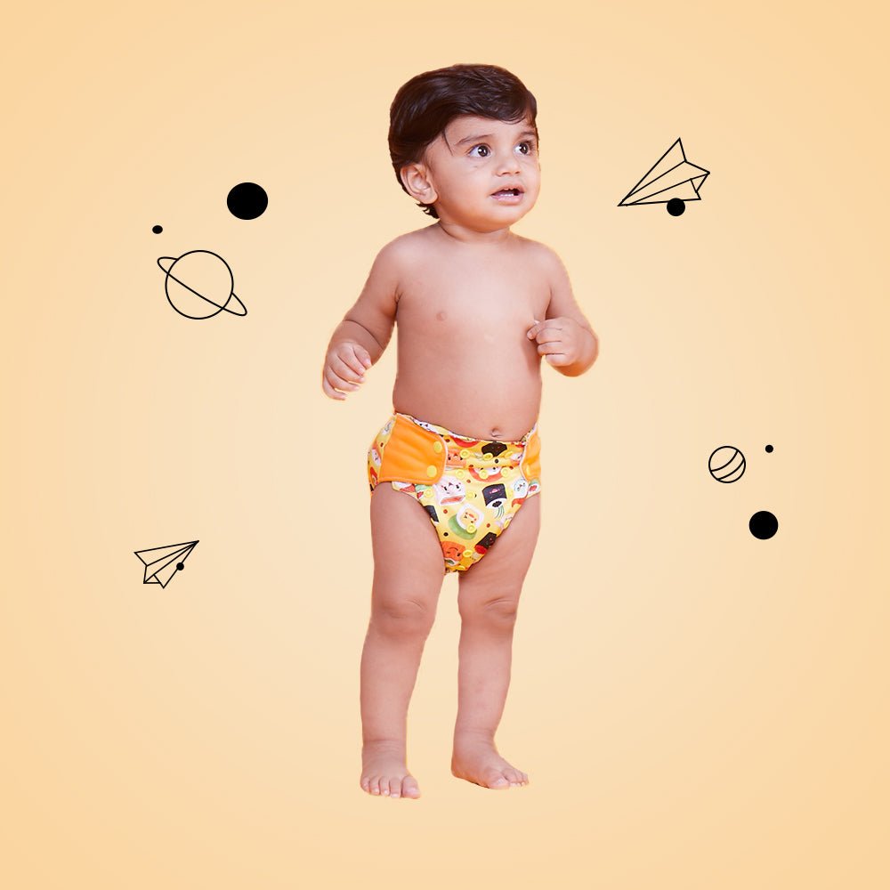 Regular Diaper by Snugkins - Cloth Diapers for daytime use (Fits babies 5-17kgs) - Mushi Sushi - Kreate- Baby Care