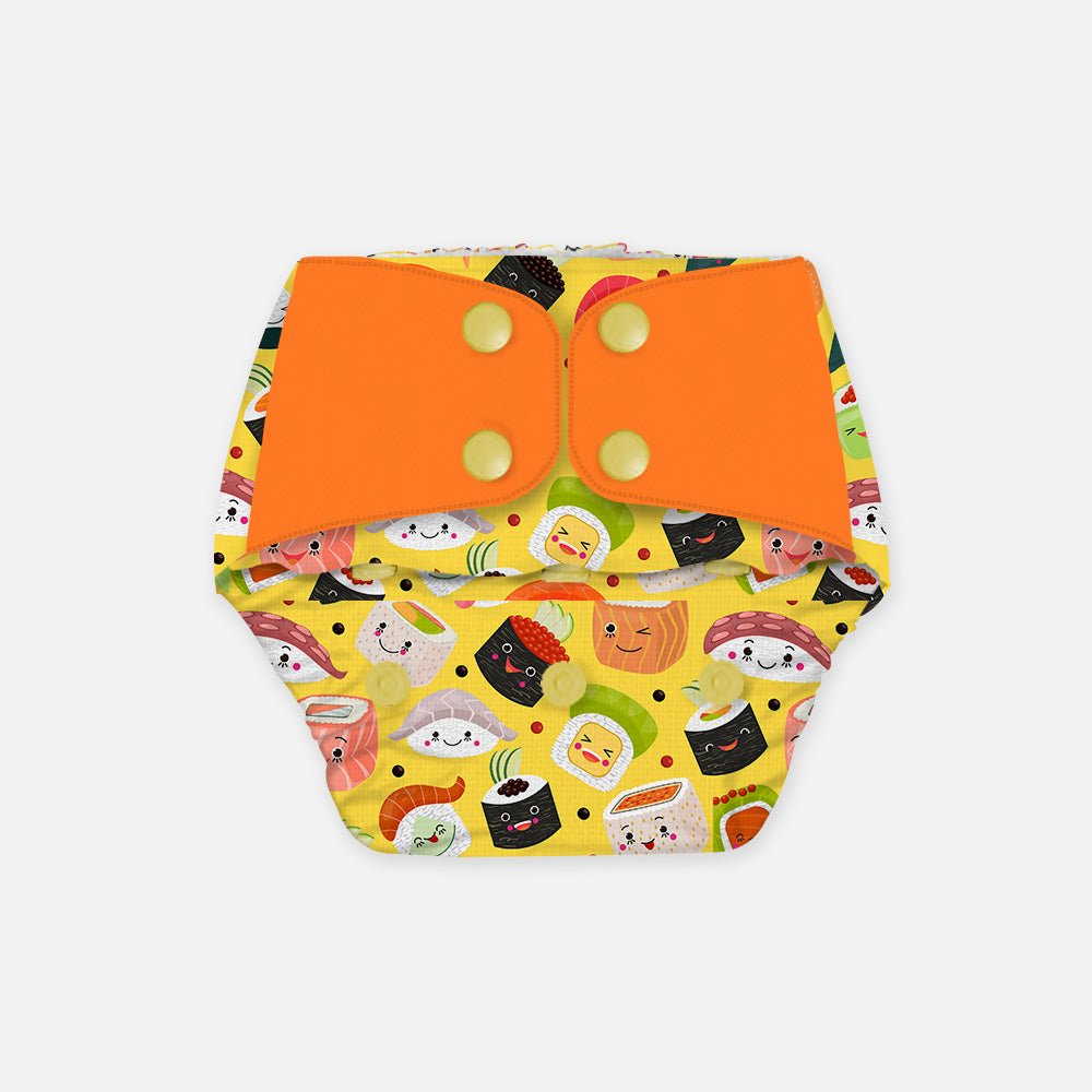 Regular Diaper by Snugkins - Cloth Diapers for daytime use (Fits babies 5-17kgs) - Mushi Sushi - Kreate- Baby Care